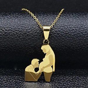 NEW Gold "Family" Pendant Necklace Dad & Expecting Mom 20"